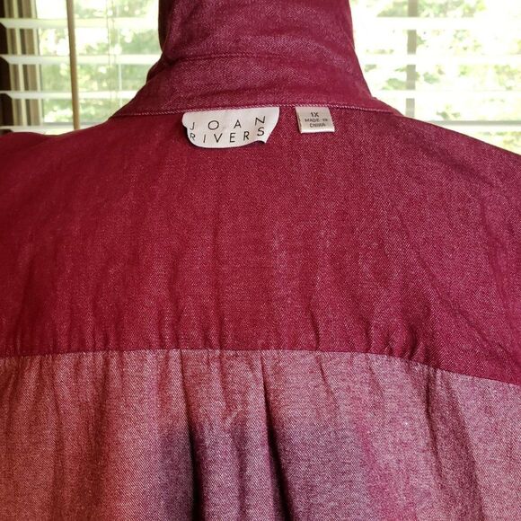 Vintage Pretty Joan Rivers Raspberry Pink Denim Jean Jacket womens 1X Shirt - Picture 8 of 10